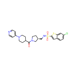 O=C(C1CCN(c2ccncc2)CC1)N1CC[C@@H](CNS(=O)(=O)c2cc3ccc(Cl)cc3s2)C1 ZINC000028955926