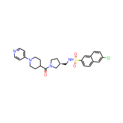 O=C(C1CCN(c2ccncc2)CC1)N1CC[C@@H](CNS(=O)(=O)c2ccc3cc(Cl)ccc3c2)C1 ZINC000028955898