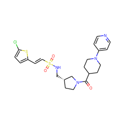 O=C(C1CCN(c2ccncc2)CC1)N1CC[C@H](CNS(=O)(=O)/C=C/c2ccc(Cl)s2)C1 ZINC000028955951