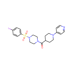 O=C(C1CCN(c2ccncc2)CC1)N1CCN(S(=O)(=O)c2ccc(I)cc2)CC1 ZINC000027552606