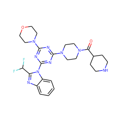 O=C(C1CCNCC1)N1CCN(c2nc(N3CCOCC3)nc(-n3c(C(F)F)nc4ccccc43)n2)CC1 ZINC001772619086