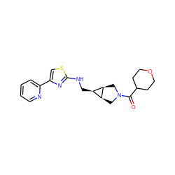 O=C(C1CCOCC1)N1C[C@H]2[C@@H](CNc3nc(-c4ccccn4)cs3)[C@H]2C1 ZINC000101637711