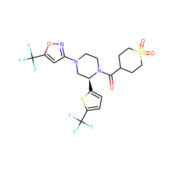 O=C(C1CCS(=O)(=O)CC1)N1CCN(c2cc(C(F)(F)F)on2)C[C@@H]1c1ccc(C(F)(F)F)s1 ZINC001772569847