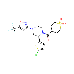 O=C(C1CCS(=O)(=O)CC1)N1CCN(c2cc(C(F)(F)F)on2)C[C@@H]1c1ccc(Cl)s1 ZINC001772644027