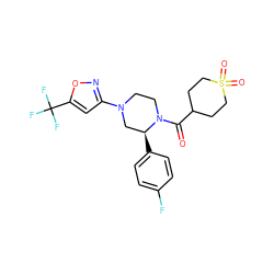 O=C(C1CCS(=O)(=O)CC1)N1CCN(c2cc(C(F)(F)F)on2)C[C@@H]1c1ccc(F)cc1 ZINC001772618278