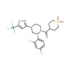 O=C(C1CCS(=O)(=O)CC1)N1CCN(c2cc(C(F)(F)F)on2)C[C@H]1c1ccc(F)cc1F ZINC001772616818