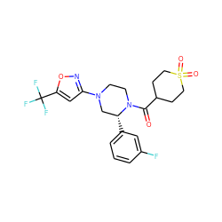 O=C(C1CCS(=O)(=O)CC1)N1CCN(c2cc(C(F)(F)F)on2)C[C@H]1c1cccc(F)c1 ZINC001772605992