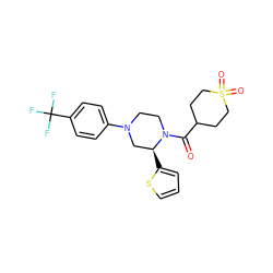 O=C(C1CCS(=O)(=O)CC1)N1CCN(c2ccc(C(F)(F)F)cc2)C[C@@H]1c1cccs1 ZINC001772574514