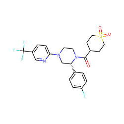 O=C(C1CCS(=O)(=O)CC1)N1CCN(c2ccc(C(F)(F)F)cn2)C[C@H]1c1ccc(F)cc1 ZINC001772619549