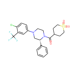 O=C(C1CCS(=O)(=O)CC1)N1CCN(c2ccc(Cl)c(C(F)(F)F)c2)C[C@H]1c1ccccc1 ZINC001772645455