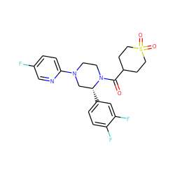 O=C(C1CCS(=O)(=O)CC1)N1CCN(c2ccc(F)cn2)C[C@H]1c1ccc(F)c(F)c1 ZINC001772574534