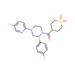 O=C(C1CCS(=O)(=O)CC1)N1CCN(c2ccc(F)cn2)C[C@H]1c1ccc(F)cc1 ZINC001772620941