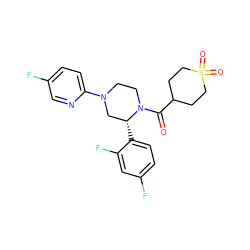 O=C(C1CCS(=O)(=O)CC1)N1CCN(c2ccc(F)cn2)C[C@H]1c1ccc(F)cc1F ZINC001772599089