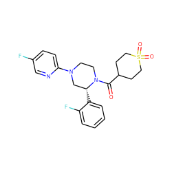 O=C(C1CCS(=O)(=O)CC1)N1CCN(c2ccc(F)cn2)C[C@H]1c1ccccc1F ZINC001772616176