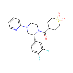 O=C(C1CCS(=O)(=O)CC1)N1CCN(c2ccccn2)C[C@H]1c1ccc(F)c(F)c1 ZINC001772641316