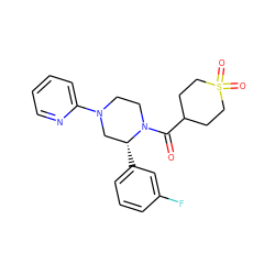 O=C(C1CCS(=O)(=O)CC1)N1CCN(c2ccccn2)C[C@H]1c1cccc(F)c1 ZINC001772611647