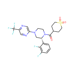 O=C(C1CCS(=O)(=O)CC1)N1CCN(c2cnc(C(F)(F)F)cn2)C[C@H]1c1cccc(F)c1F ZINC001772592732