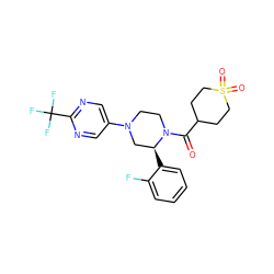 O=C(C1CCS(=O)(=O)CC1)N1CCN(c2cnc(C(F)(F)F)nc2)C[C@@H]1c1ccccc1F ZINC001772618132