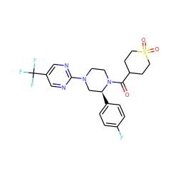 O=C(C1CCS(=O)(=O)CC1)N1CCN(c2ncc(C(F)(F)F)cn2)C[C@@H]1c1ccc(F)cc1 ZINC001772592955