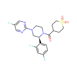 O=C(C1CCS(=O)(=O)CC1)N1CCN(c2ncc(F)cn2)C[C@@H]1c1ccc(F)cc1F ZINC001772648158