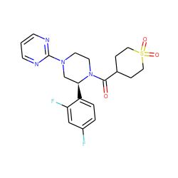 O=C(C1CCS(=O)(=O)CC1)N1CCN(c2ncccn2)C[C@@H]1c1ccc(F)cc1F ZINC001772590065