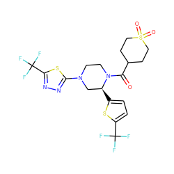 O=C(C1CCS(=O)(=O)CC1)N1CCN(c2nnc(C(F)(F)F)s2)C[C@@H]1c1ccc(C(F)(F)F)s1 ZINC001772589312