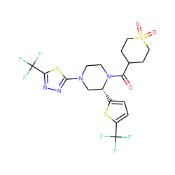 O=C(C1CCS(=O)(=O)CC1)N1CCN(c2nnc(C(F)(F)F)s2)C[C@H]1c1ccc(C(F)(F)F)s1 ZINC001772582805