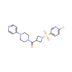 O=C(C1CN(S(=O)(=O)c2ccc(Cl)nc2)C1)N1CCN(c2ccncc2)CC1 ZINC000084690821