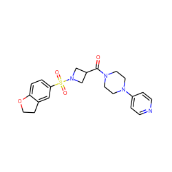 O=C(C1CN(S(=O)(=O)c2ccc3c(c2)CCO3)C1)N1CCN(c2ccncc2)CC1 ZINC000084687580