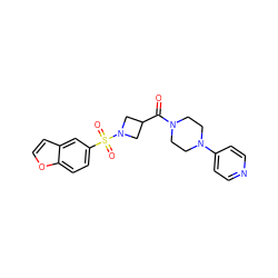 O=C(C1CN(S(=O)(=O)c2ccc3occc3c2)C1)N1CCN(c2ccncc2)CC1 ZINC000084671986