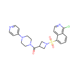 O=C(C1CN(S(=O)(=O)c2cccc3c(Cl)nccc23)C1)N1CCN(c2ccncc2)CC1 ZINC000084688051