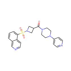 O=C(C1CN(S(=O)(=O)c2cccc3cnccc23)C1)N1CCN(c2ccncc2)CC1 ZINC000084726716