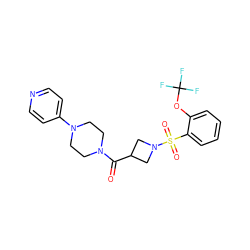 O=C(C1CN(S(=O)(=O)c2ccccc2OC(F)(F)F)C1)N1CCN(c2ccncc2)CC1 ZINC000084712924