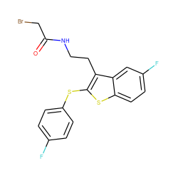 O=C(CBr)NCCc1c(Sc2ccc(F)cc2)sc2ccc(F)cc12 ZINC000006745453