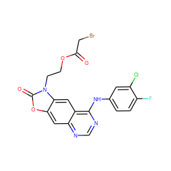 O=C(CBr)OCCn1c(=O)oc2cc3ncnc(Nc4ccc(F)c(Cl)c4)c3cc21 ZINC001772607245