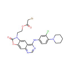 O=C(CBr)OCCn1c(=O)oc2cc3ncnc(Nc4ccc(N5CCCCC5)c(Cl)c4)c3cc21 ZINC001772617630