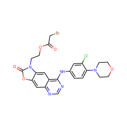 O=C(CBr)OCCn1c(=O)oc2cc3ncnc(Nc4ccc(N5CCOCC5)c(Cl)c4)c3cc21 ZINC001772643568