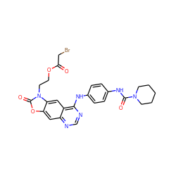 O=C(CBr)OCCn1c(=O)oc2cc3ncnc(Nc4ccc(NC(=O)N5CCCCC5)cc4)c3cc21 ZINC001772617127