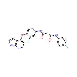 O=C(CC(=O)Nc1ccc(Oc2ccnc3[nH]ccc23)c(F)c1)Nc1ccc(F)cc1 ZINC000040424201