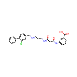 O=C(CC(=O)Nc1cccc(C(=O)O)c1)NCCCNCc1ccc(-c2ccccc2)c(Cl)c1 ZINC001772597556