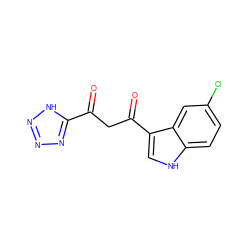 O=C(CC(=O)c1c[nH]c2ccc(Cl)cc12)c1nnn[nH]1 ZINC000101610947