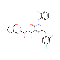 O=C(CC(=O)c1cc(Cc2ccc(F)cc2F)cn(Cc2ccccc2F)c1=O)C(=O)N[C@@H]1CCC[C@H]1O ZINC000103145551