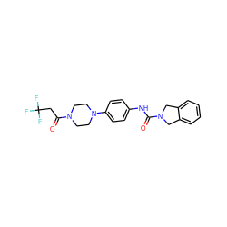 O=C(CC(F)(F)F)N1CCN(c2ccc(NC(=O)N3Cc4ccccc4C3)cc2)CC1 ZINC000167228343