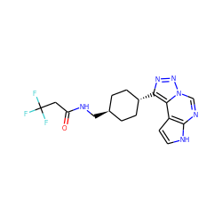 O=C(CC(F)(F)F)NC[C@H]1CC[C@H](c2nnn3cnc4[nH]ccc4c23)CC1 ZINC001772635450