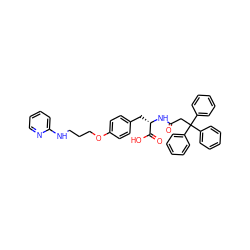 O=C(CC(c1ccccc1)(c1ccccc1)c1ccccc1)N[C@@H](Cc1ccc(OCCCNc2ccccn2)cc1)C(=O)O ZINC001772580662