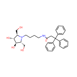 O=C(CC(c1ccccc1)(c1ccccc1)c1ccccc1)NCCCCN1[C@H](CO)[C@@H](O)[C@H](O)[C@H]1CO ZINC000096282606
