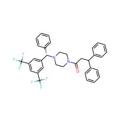 O=C(CC(c1ccccc1)c1ccccc1)N1CCN([C@@H](c2ccccc2)c2cc(C(F)(F)F)cc(C(F)(F)F)c2)CC1 ZINC000137439969