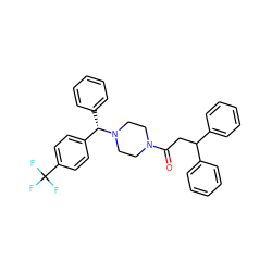 O=C(CC(c1ccccc1)c1ccccc1)N1CCN([C@@H](c2ccccc2)c2ccc(C(F)(F)F)cc2)CC1 ZINC000036415299