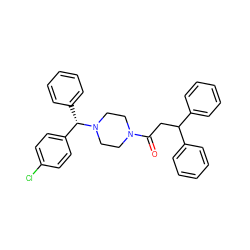 O=C(CC(c1ccccc1)c1ccccc1)N1CCN([C@@H](c2ccccc2)c2ccc(Cl)cc2)CC1 ZINC000038661890