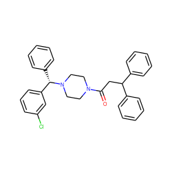 O=C(CC(c1ccccc1)c1ccccc1)N1CCN([C@@H](c2ccccc2)c2cccc(Cl)c2)CC1 ZINC000034177073